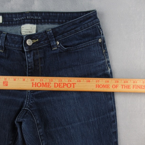 Banana Republic Urban Wide Leg Jeans Womens 08S Blue Dark Wash Low Rise Flare - Picture 6 of 14